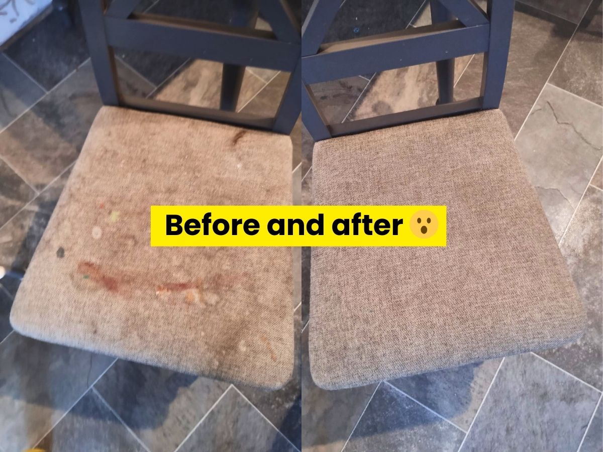 Before and after furniture upholstery clean