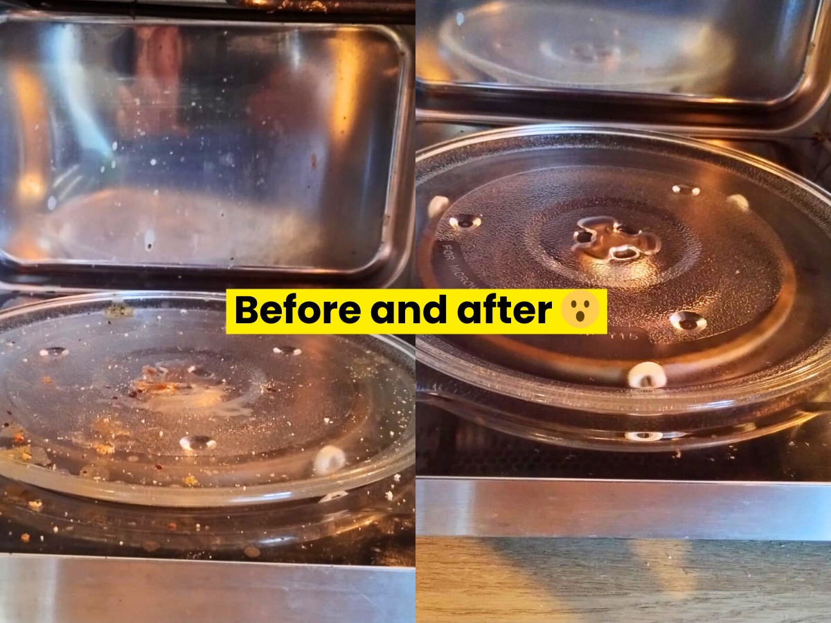 Before and after microwave clean